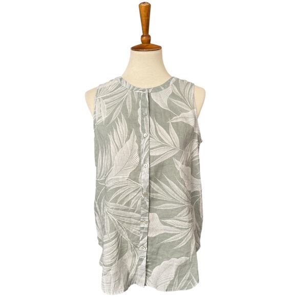 NWT Tahari 100% Linen Botanical Floral Workwear Sleeveless Top Size Small - Picture 1 of 7